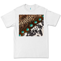 White leopard and cowhide gemstone leather Premium Tee - BarkalooDesign
