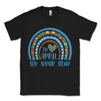 Black in april we wear blue autism awareness leopard rainbow Classic Tee - Artiststas