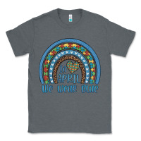Charcoal Heather in april we wear blue autism awareness leopard rainbow Classic Tee - Artiststas