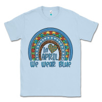 Dusty Blue in april we wear blue autism awareness leopard rainbow Classic Tee - Artiststas