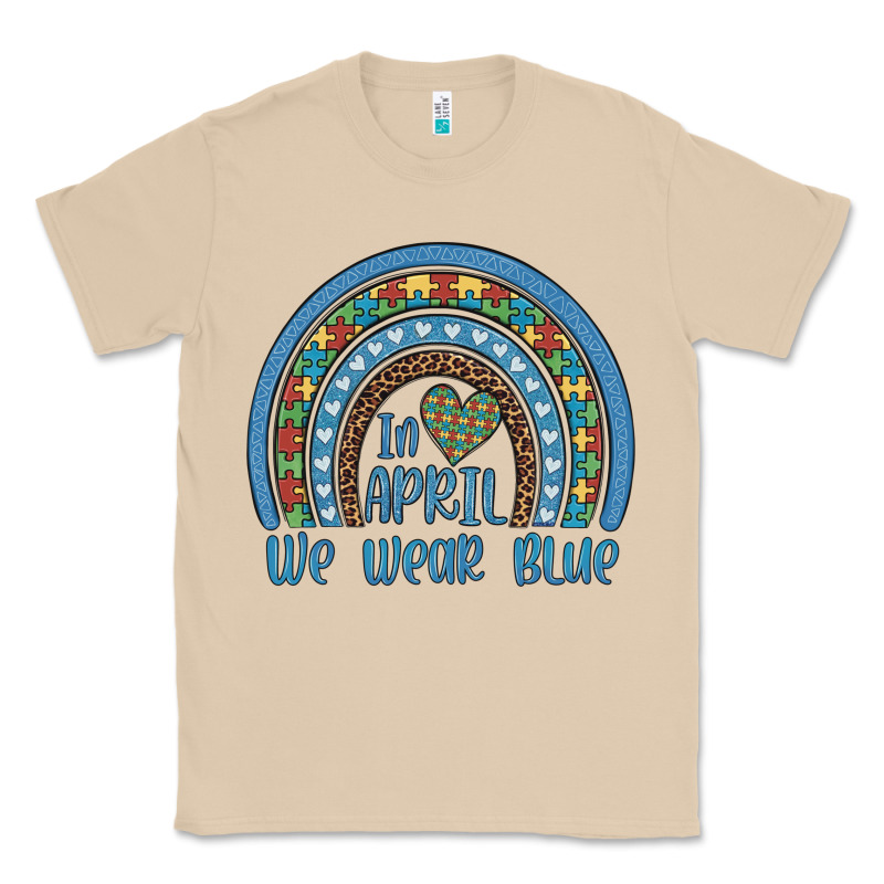 In April We Wear Blue Autism Awareness Leopard Rainbow Classic Tee by Artiststas | Teevron