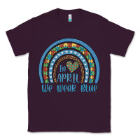 Plum in april we wear blue autism awareness leopard rainbow Classic Tee - Artiststas