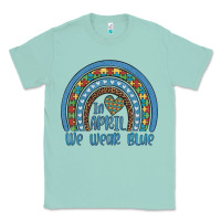 Seafoam in april we wear blue autism awareness leopard rainbow Classic Tee - Artiststas