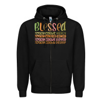 Black retro blessed redeemed quotes Zipper Hoodie - MaliasSmallBusiness