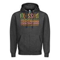 Charcoal Heather retro blessed redeemed quotes Zipper Hoodie - MaliasSmallBusiness