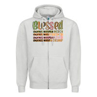Dove Grey retro blessed redeemed quotes Zipper Hoodie - MaliasSmallBusiness