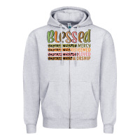Heather Grey retro blessed redeemed quotes Zipper Hoodie - MaliasSmallBusiness