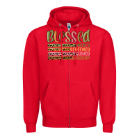 Red retro blessed redeemed quotes Zipper Hoodie - MaliasSmallBusiness