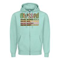 Seafoam retro blessed redeemed quotes Zipper Hoodie - MaliasSmallBusiness
