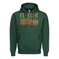 Sports Green retro blessed redeemed quotes Zipper Hoodie - MaliasSmallBusiness