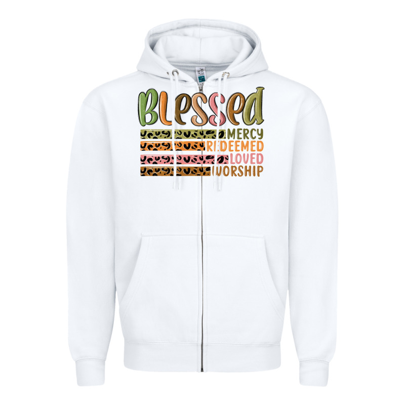 Retro Blessed Redeemed Quotes Zipper Hoodie by MaliasSmallBusiness | Teevron