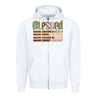 White retro blessed redeemed quotes Zipper Hoodie - MaliasSmallBusiness