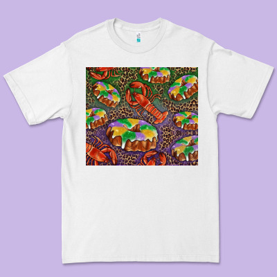Premium Tee Mardi gras king cake and crawfish