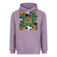 Soccer Balls And Sunflowers With Leopard And Gemstone Seamless Pattern Heavyweight Hoodie | Teevron