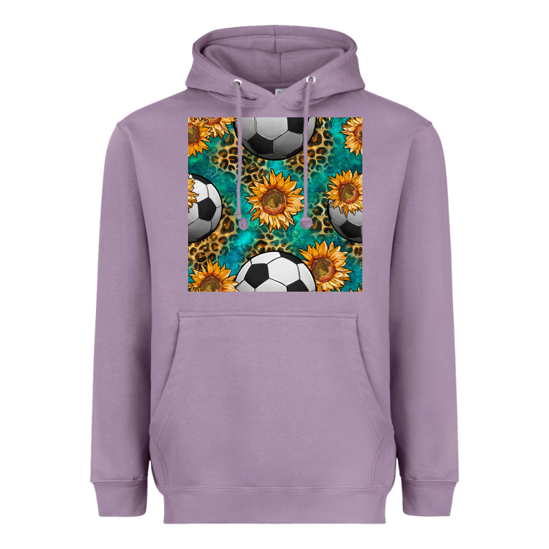 Soccer Balls And Sunflowers With Leopard And Gemstone Seamless Pattern Heavyweight Hoodie by BundleAndBundleShop | Teevron