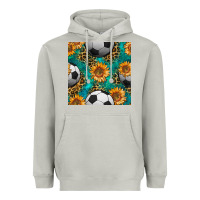Moon Dust soccer balls and sunflowers with leopard and gemstone seamless pattern Heavyweight Hoodie - BundleAndBundleShop