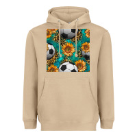 Mushroom soccer balls and sunflowers with leopard and gemstone seamless pattern Heavyweight Hoodie - BundleAndBundleShop
