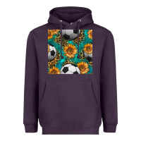Plum soccer balls and sunflowers with leopard and gemstone seamless pattern Heavyweight Hoodie - BundleAndBundleShop