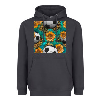 Smoke soccer balls and sunflowers with leopard and gemstone seamless pattern Heavyweight Hoodie - BundleAndBundleShop