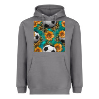 Storm soccer balls and sunflowers with leopard and gemstone seamless pattern Heavyweight Hoodie - BundleAndBundleShop