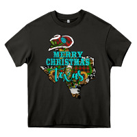 Asphalt Merry Christmas Texas Map Heavy Core Tee - RanaPortraitStore