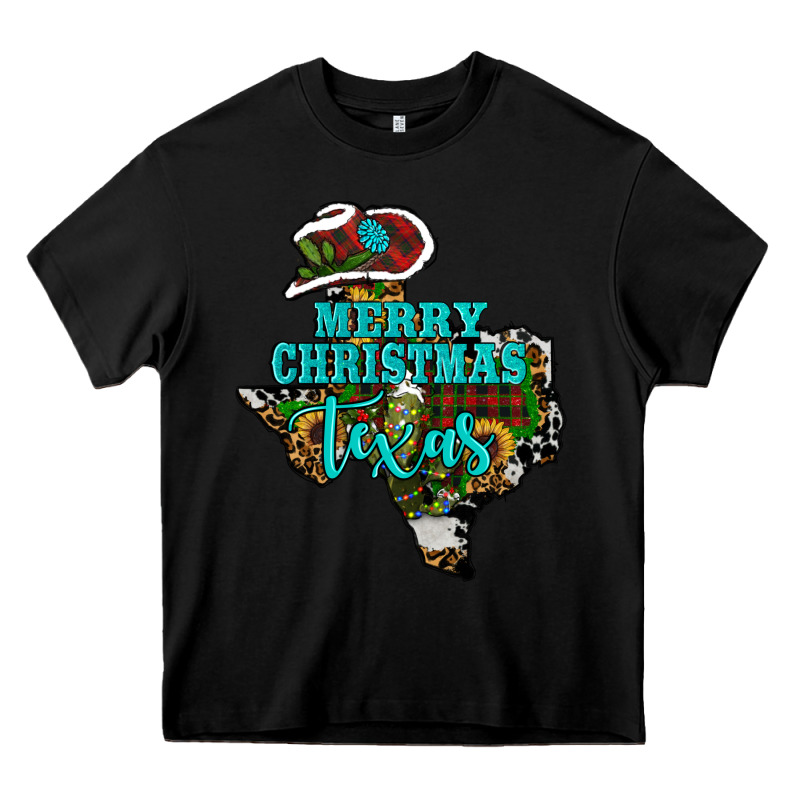 Merry Christmas Texas Map Heavy Core Tee by RanaPortraitStore | Teevron