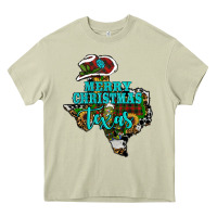 Mossy Merry Christmas Texas Map Heavy Core Tee - RanaPortraitStore