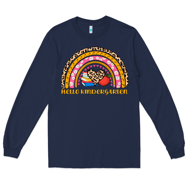 Back To School Rainbow Hello Kindergarten Long Sleeve Tee by AdoDesignShop | Teevron