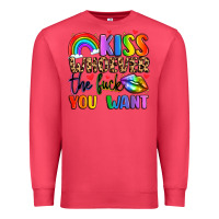 Kiss Whoever The Fuck You Want Premium Sweatshirt | Teevron
