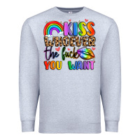 Heather Grey kiss whoever the fuck you want Premium Sweatshirt - LillyAllenDesigns