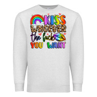 Oatmeal Heather kiss whoever the fuck you want Premium Sweatshirt - LillyAllenDesigns