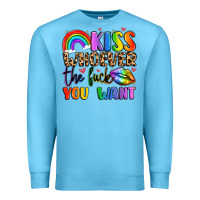 Ocean Blue kiss whoever the fuck you want Premium Sweatshirt - LillyAllenDesigns