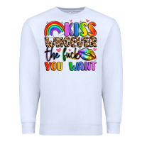 White kiss whoever the fuck you want Premium Sweatshirt - LillyAllenDesigns