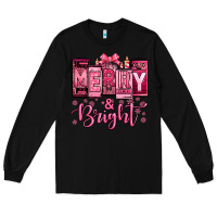 Black merry and bright pink Christmas Long Sleeve Tee - Jasminsmagicworld