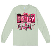 Matcha merry and bright pink Christmas Long Sleeve Tee - Jasminsmagicworld
