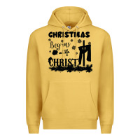 Antique Gold Christmas Begins With Christ Premium Hoodie - Bettercallsaul
