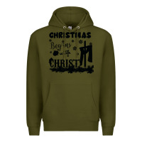 Army Green Christmas Begins With Christ Premium Hoodie - Bettercallsaul