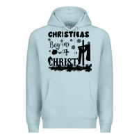 Blue Mist Christmas Begins With Christ Premium Hoodie - Bettercallsaul