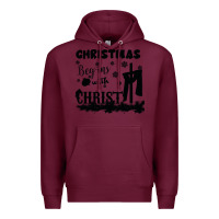 Burgundy Christmas Begins With Christ Premium Hoodie - Bettercallsaul