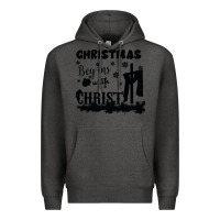 Charcoal Heather Christmas Begins With Christ Premium Hoodie - Bettercallsaul
