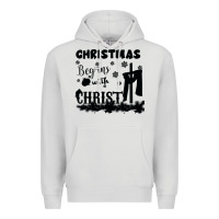 Dove Grey Christmas Begins With Christ Premium Hoodie - Bettercallsaul