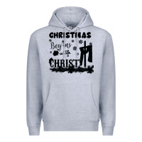 Heather Grey Christmas Begins With Christ Premium Hoodie - Bettercallsaul