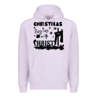 Lilac Christmas Begins With Christ Premium Hoodie - Bettercallsaul