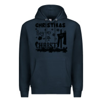 Navy Christmas Begins With Christ Premium Hoodie - Bettercallsaul
