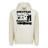 Oatmeal Heather Christmas Begins With Christ Premium Hoodie - Bettercallsaul