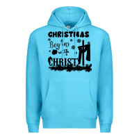 Ocean Blue Christmas Begins With Christ Premium Hoodie - Bettercallsaul