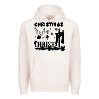 Pale Pink Christmas Begins With Christ Premium Hoodie - Bettercallsaul