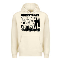 Sandshell Christmas Begins With Christ Premium Hoodie - Bettercallsaul