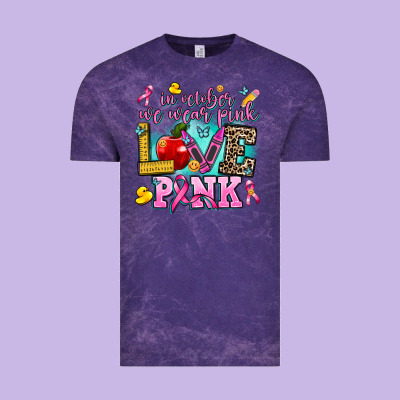 In October We Wear Pink Love Pink Vintage Tee Designed By Adodesignshop