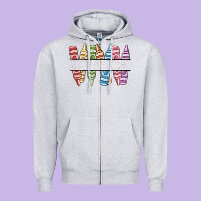 Custom Crayons Zipper Hoodie Designed By Maliassmallbusiness